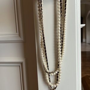 Talbots layered pearls with ribbon detail